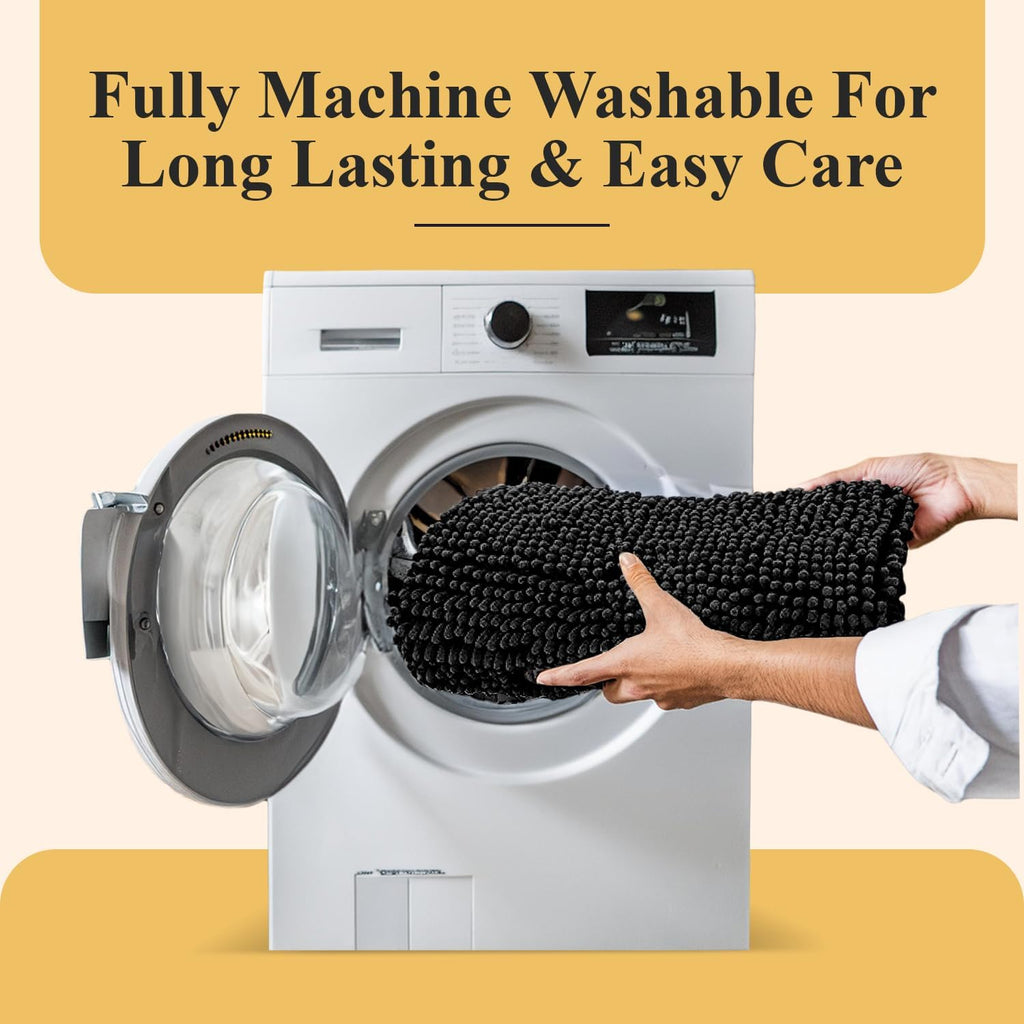 Bathroom Rug Set | Soft Plush Chenille Bath Mats with PVC Non-Slip Backing, Absorbent Washable Quick Dry Area Rug Sets for Bathroom Floor | 32"X20" and 20"X20" Set | Grey