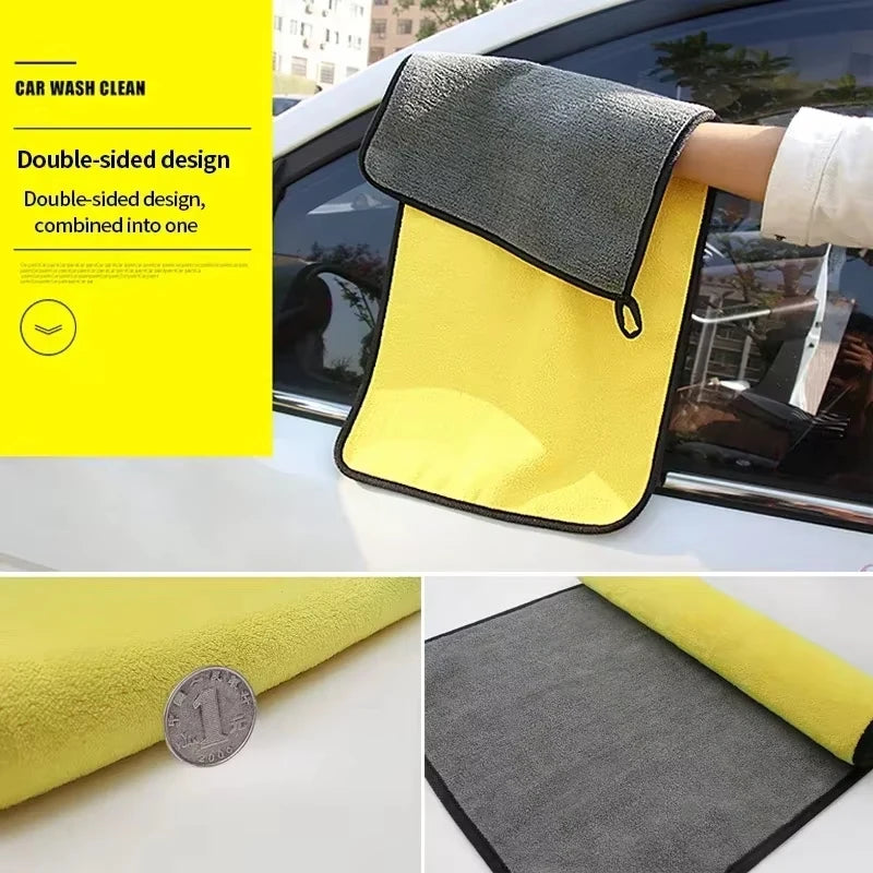 Car Microfiber Cleaning Towels Thicken Double Layer Soft Drying Cloth Towel Car Care Detailing Towel Wash Rags