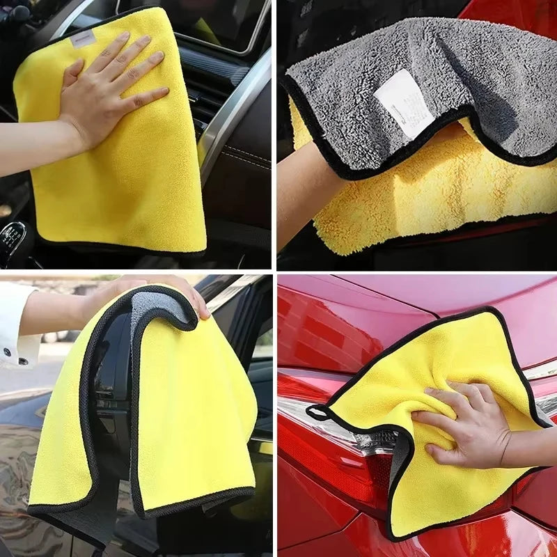 Car Microfiber Cleaning Towels Thicken Double Layer Soft Drying Cloth Towel Car Care Detailing Towel Wash Rags