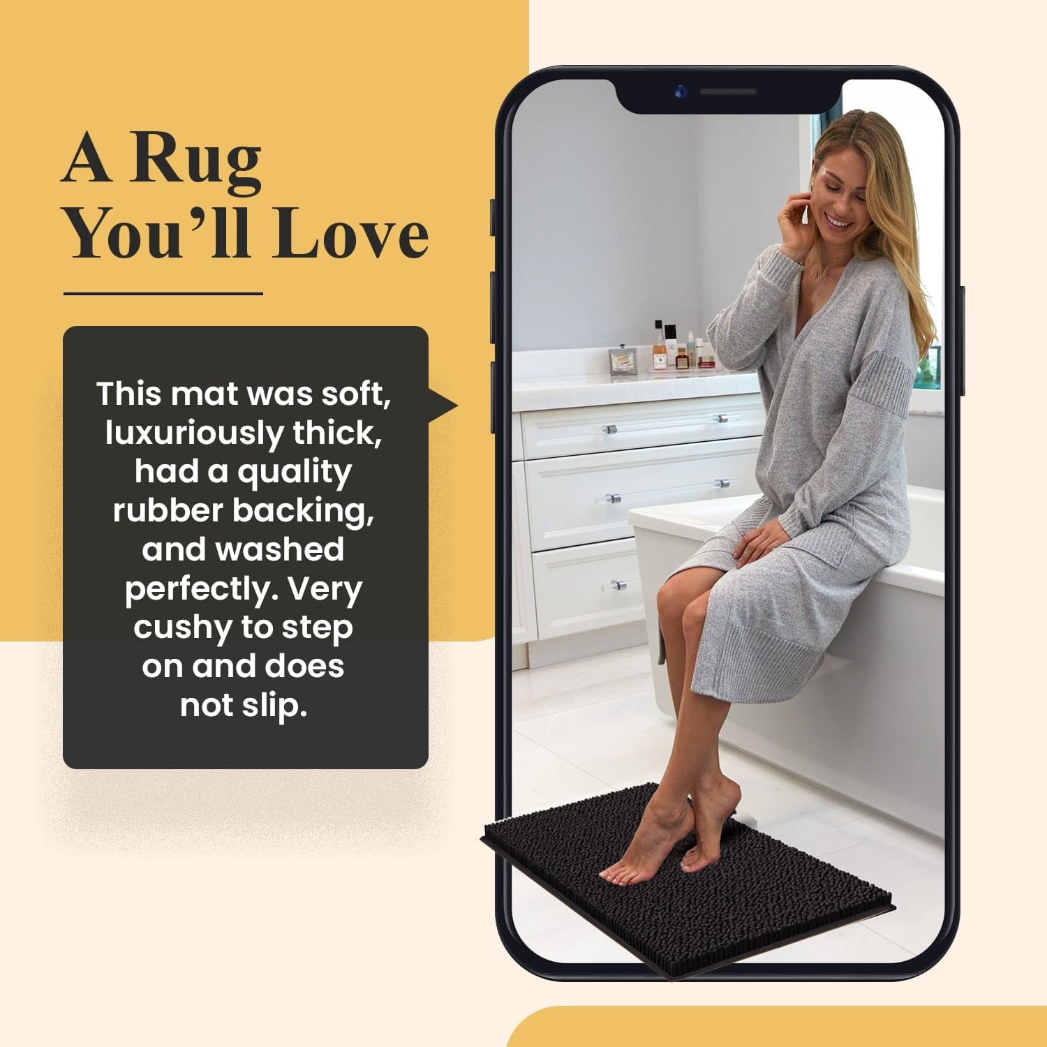 Bathroom Rug Set | Soft Plush Chenille Bath Mats with PVC Non-Slip Backing, Absorbent Washable Quick Dry Area Rug Sets for Bathroom Floor | 32"X20" and 20"X20" Set | Grey