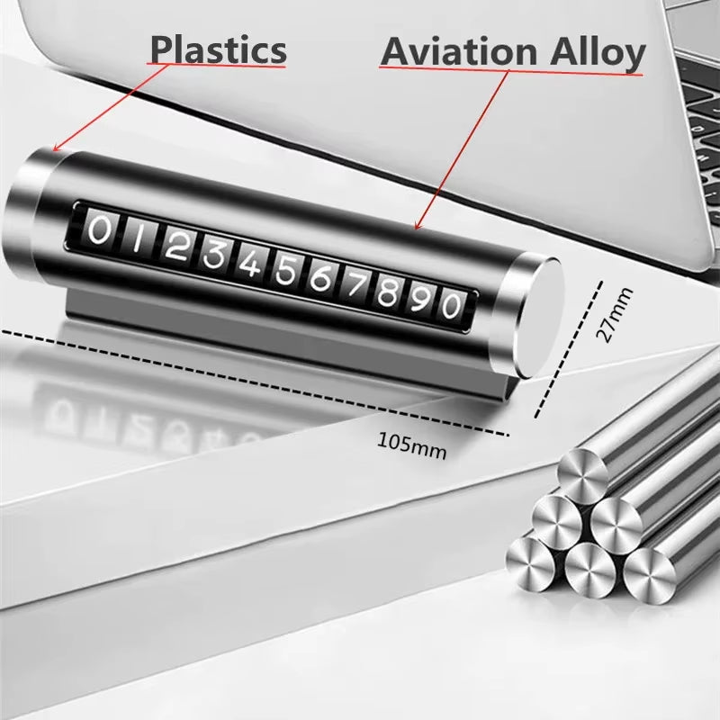 Car Temporary Parking Number Plate Black/Silver/ Aluminium Alloy Material Roller Adjustable Car Parking Plate Car Supplies