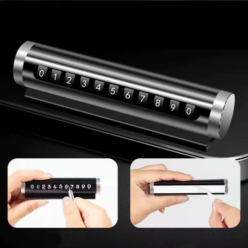 Car Temporary Parking Number Plate Black/Silver/ Aluminium Alloy Material Roller Adjustable Car Parking Plate Car Supplies